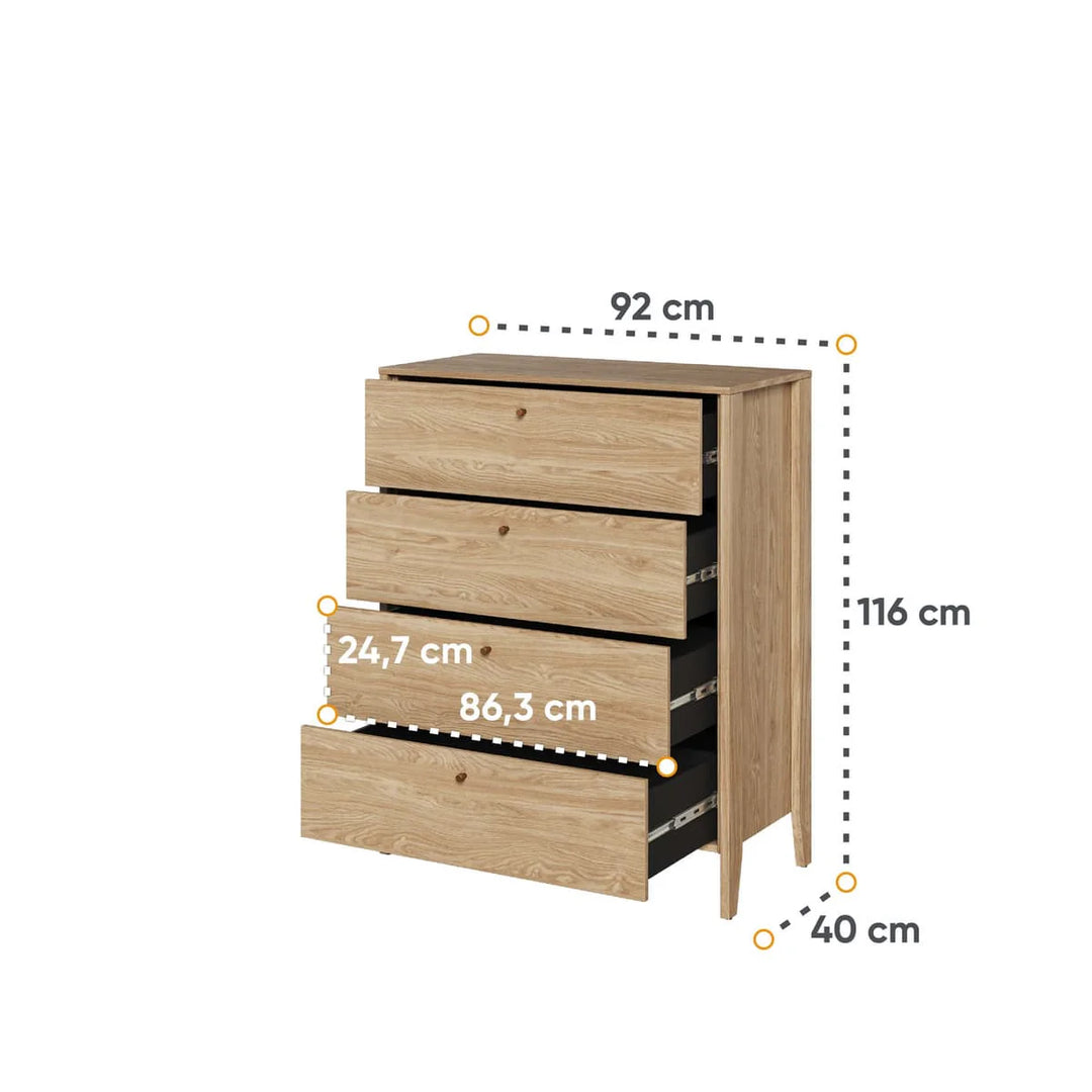 Cozy Modern Chest Of Drawers - Stylish Bedroom Storage Solution with Four Generous Drawers