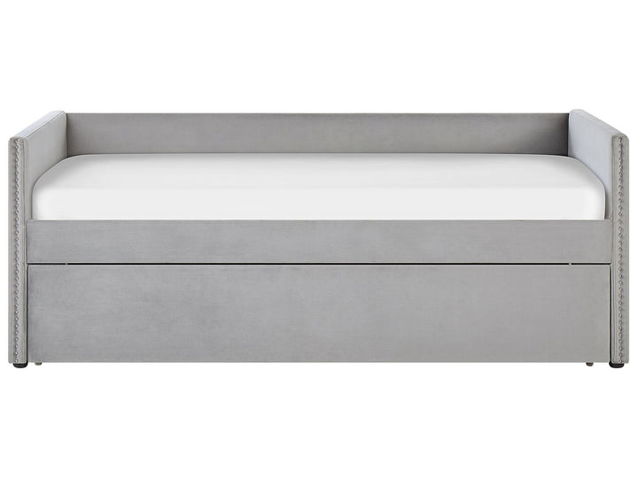 Troyes Velvet EU Single Trundle Bed Light Grey