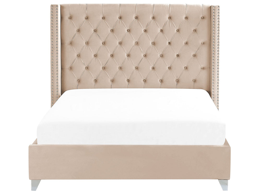 Velvet EU Super King Size Bed Beige Lubbon