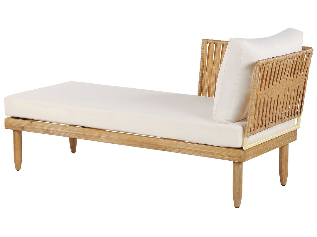 Cremona Garden Lounge Set with Table 4 Seate Right Hand Acacia Wood Off-White