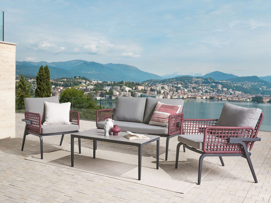 Sciacca Garden Lounge Set with Table 4 Seater Metal Grey