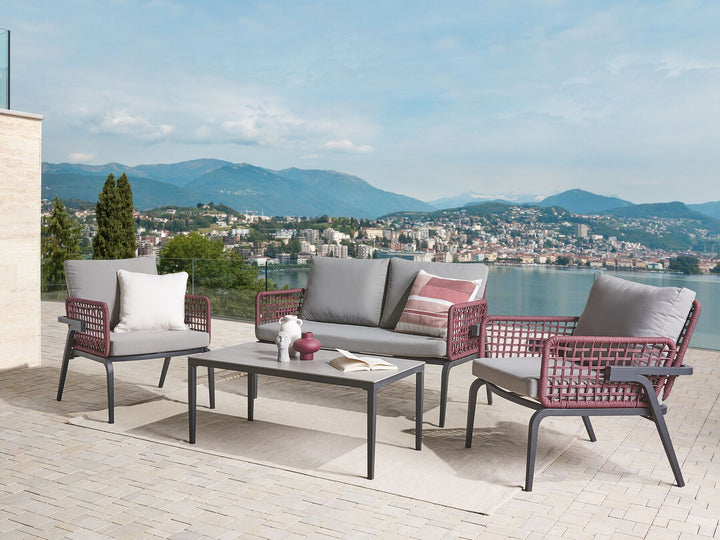 Sciacca Garden Lounge Set with Table 4 Seater Metal Grey