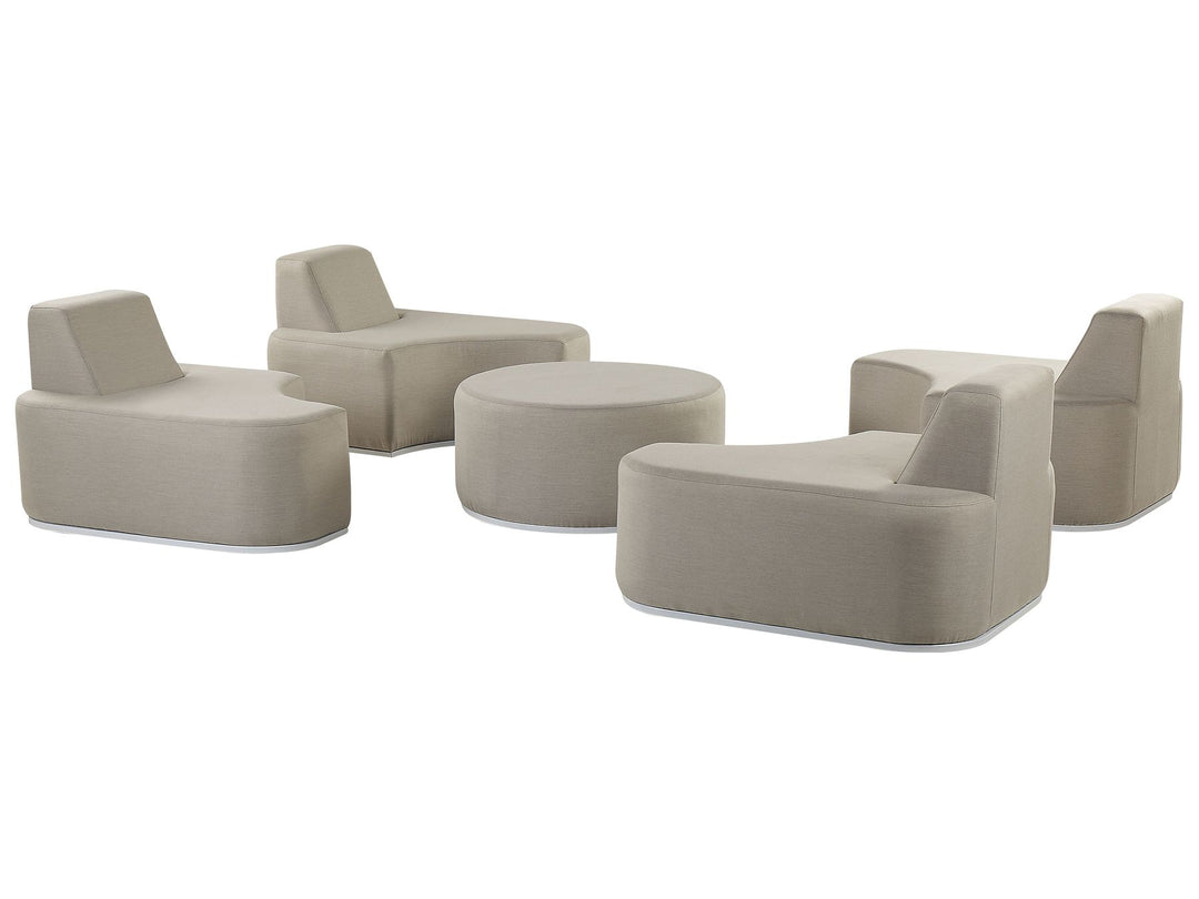 Fabro Garden Lounge Set with Table 4 Seater Modular Light Grey