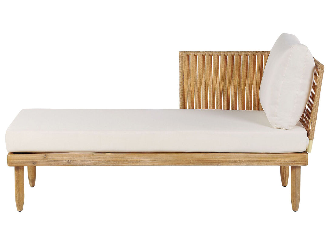 Cremona Garden Lounge Set with Table 4 Seate Right Hand Acacia Wood Off-White