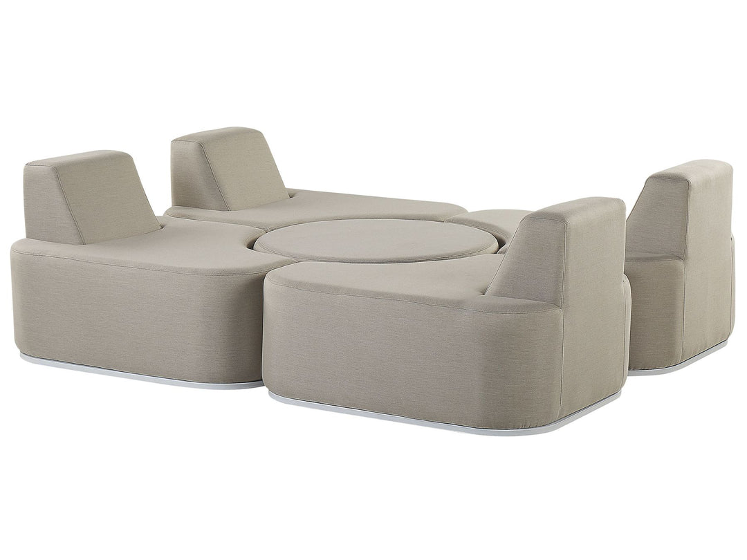 Fabro Garden Lounge Set with Table 4 Seater Modular Light Grey
