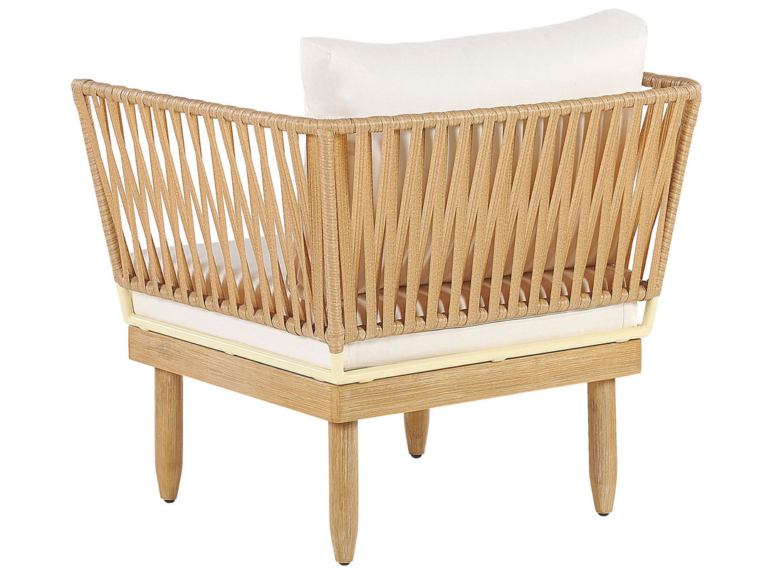 Cremona Garden Lounge Set with Table 4 Seate Right Hand Acacia Wood Off-White