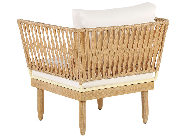 Cremona Garden Lounge Set with Table 4 Seate Right Hand Acacia Wood Off-White