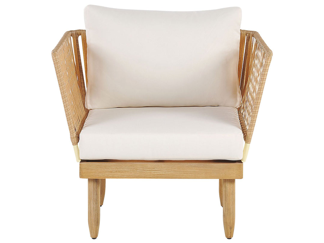 Cremona Garden Lounge Set with Table 4 Seate Right Hand Acacia Wood Off-White