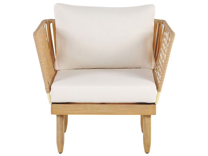 Cremona Garden Lounge Set with Table 4 Seate Right Hand Acacia Wood Off-White
