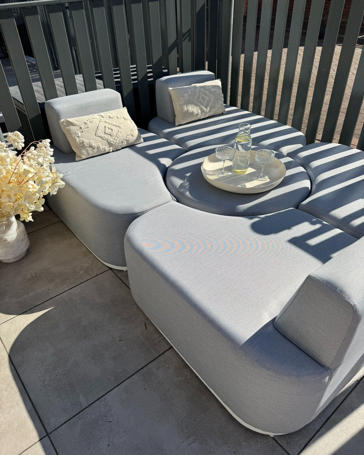 Fabro Garden Lounge Set with Table 4 Seater Modular Light Grey