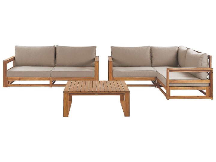 Timor Garden Lounge Set with Table 4 Seater Modular Certified Acacia Wood Light Brown