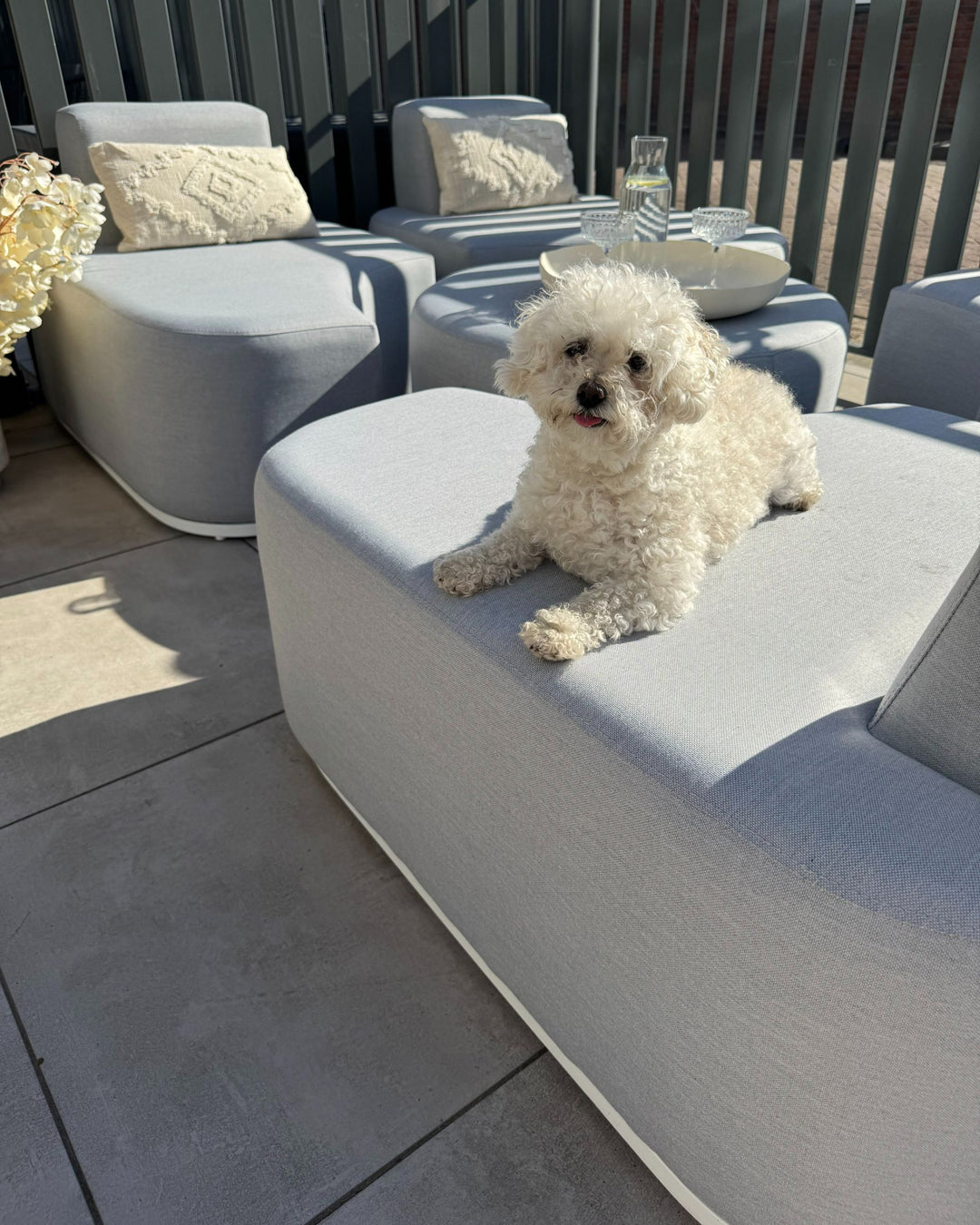 Fabro Garden Lounge Set with Table 4 Seater Modular Light Grey