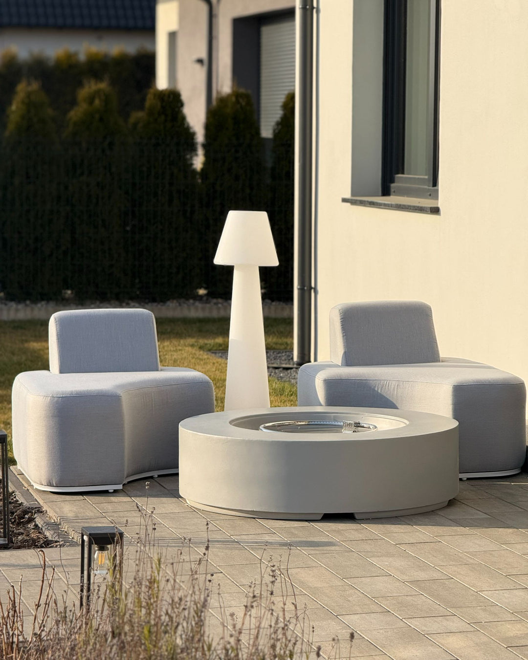 Fabro Garden Lounge Set with Table 2 Seater Modular Light Grey
