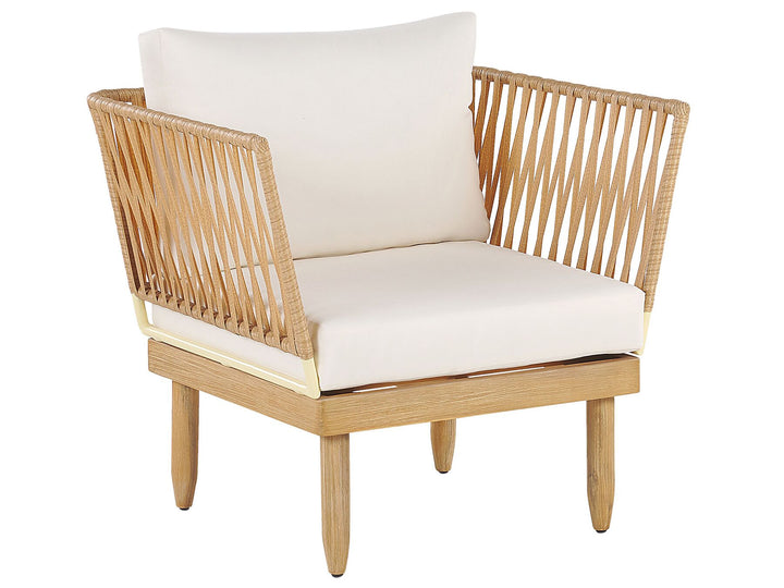 Cremona Garden Lounge Set with Table 4 Seate Right Hand Acacia Wood Off-White