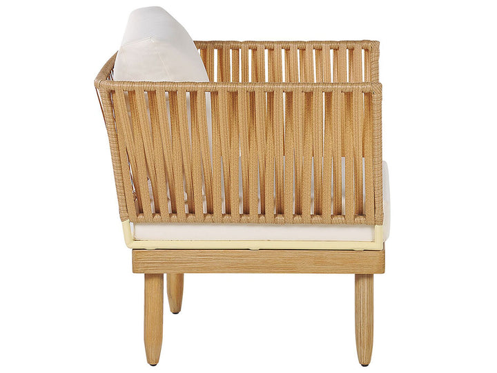 Cremona Garden Lounge Set with Table 4 Seate Right Hand Acacia Wood Off-White