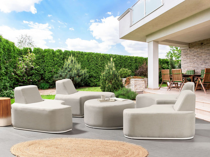 Fabro Garden Lounge Set with Table 4 Seater Modular Light Grey