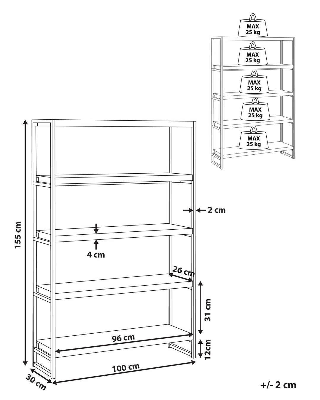 Lucas 4 Tier Shelving Unit 155 cm Dark Brown Tifton