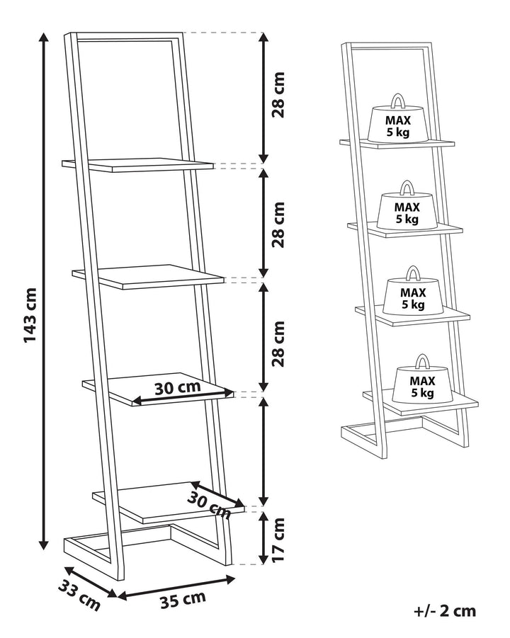 4 Tier Shelving Unit 143 cm Black Jona