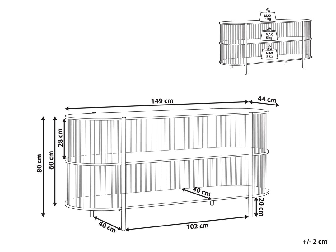 2 Tier Shelving Unit 80 cm Black Vilton