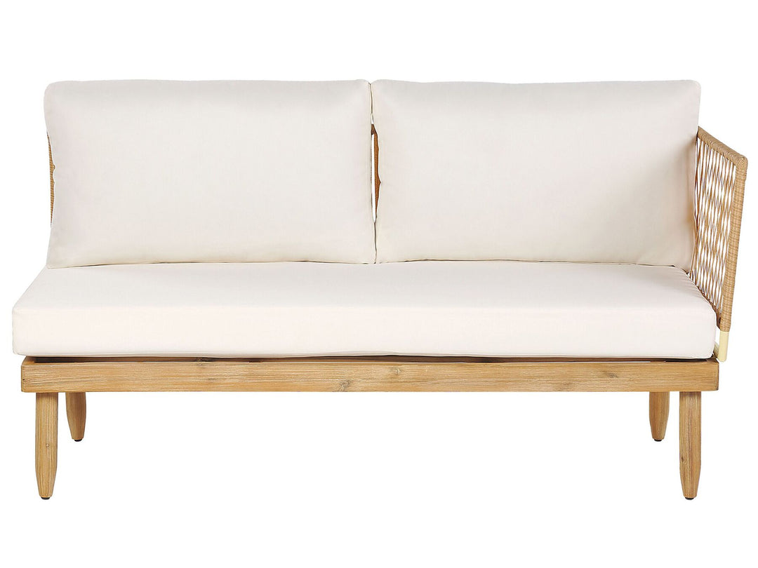 Cremona Garden Lounge Set with Table 4 Seate Right Hand Acacia Wood Off-White