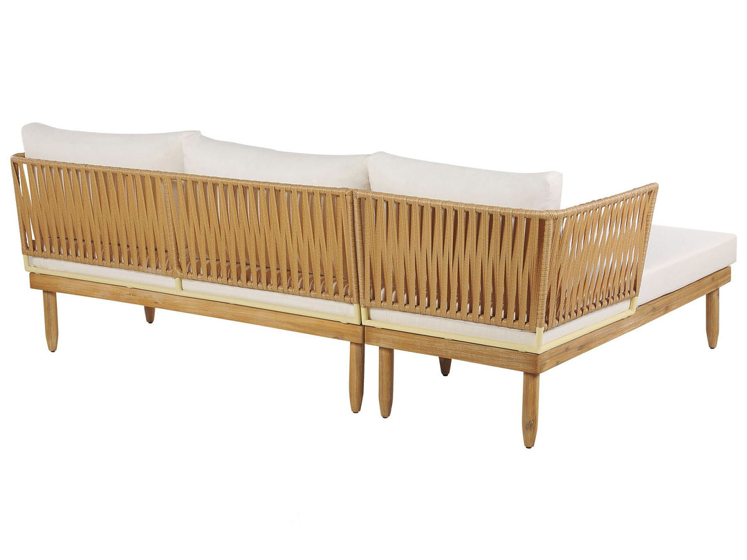 Cremona Garden Lounge Set with Table 4 Seate Right Hand Acacia Wood Off-White