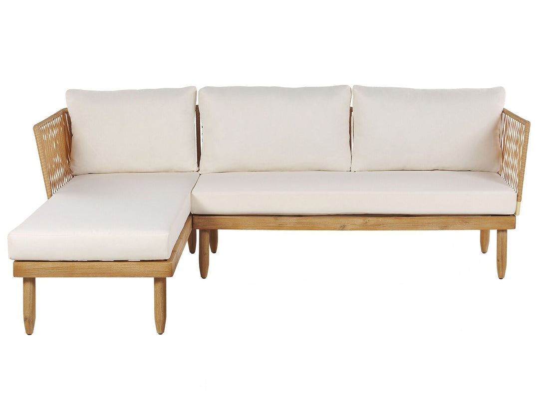 Cremona Garden Lounge Set with Table 4 Seate Right Hand Acacia Wood Off-White
