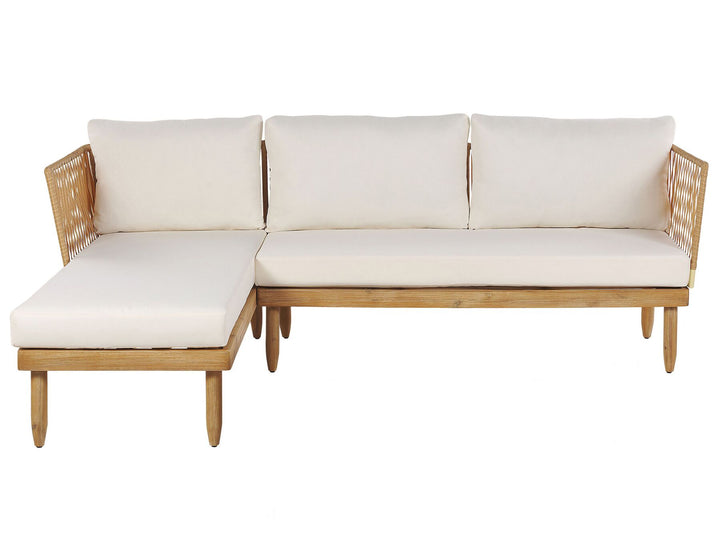 Cremona Garden Lounge Set with Table 4 Seate Right Hand Acacia Wood Off-White