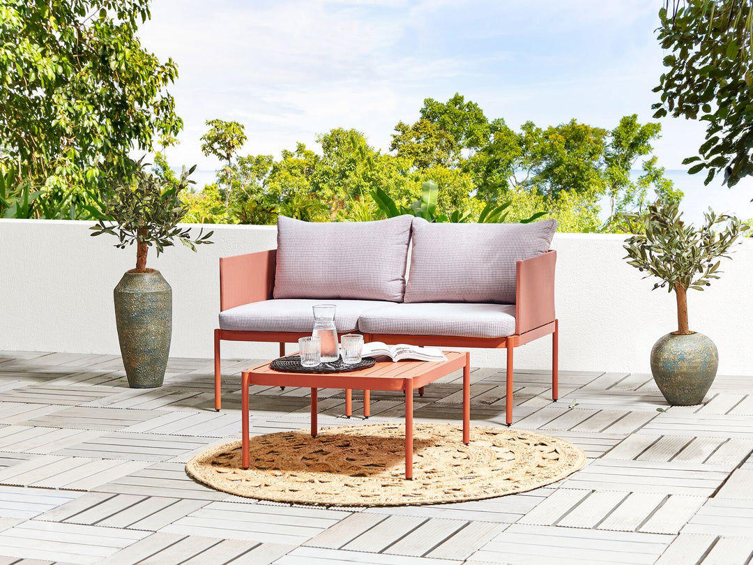 Terracina Garden Lounge Set with Table 2 Seater Metal Orange
