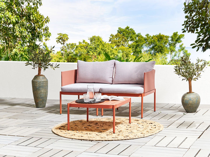 Terracina Garden Lounge Set with Table 2 Seater Metal Orange