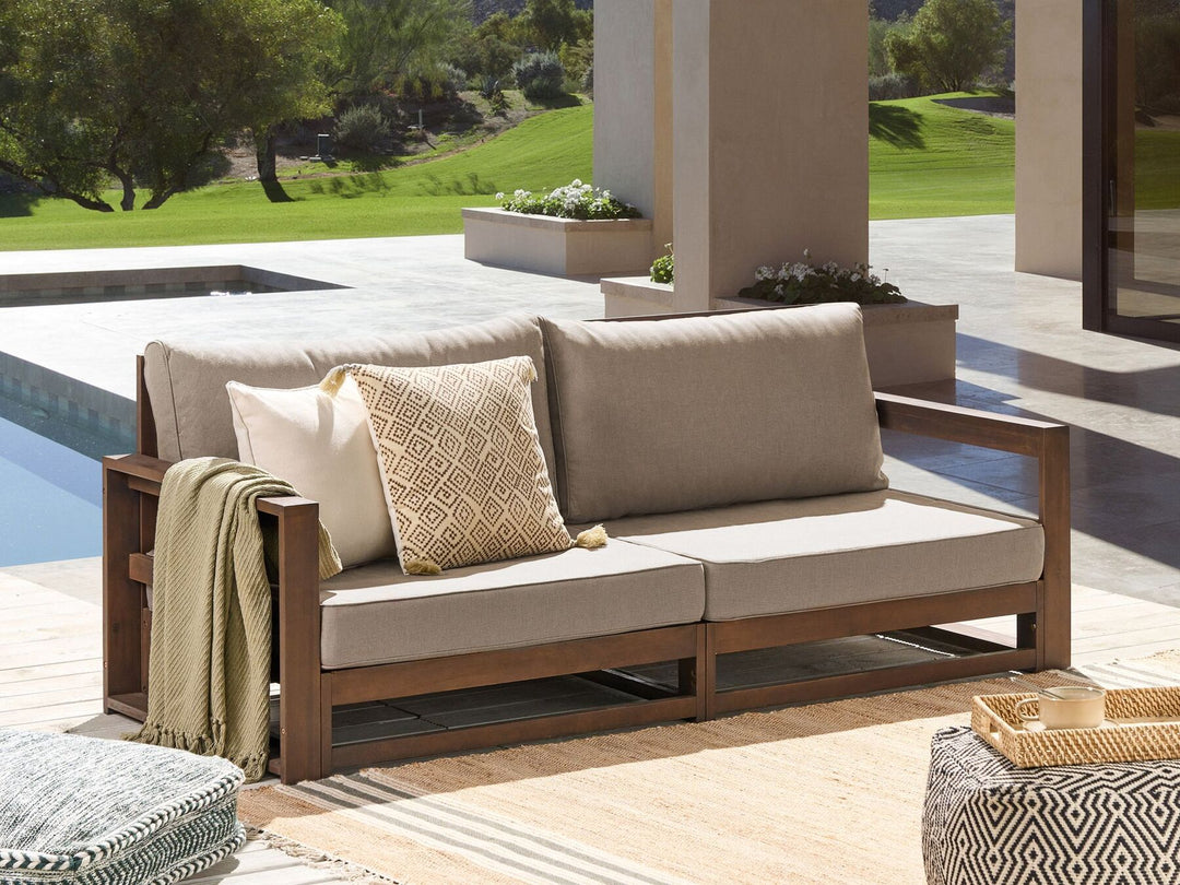 Timor Garden Sofa 2 Seater Modular Certified Acacia Wood Dark Brown