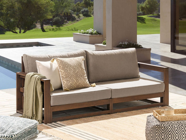 Timor Garden Sofa 2 Seater Modular Certified Acacia Wood Dark Brown