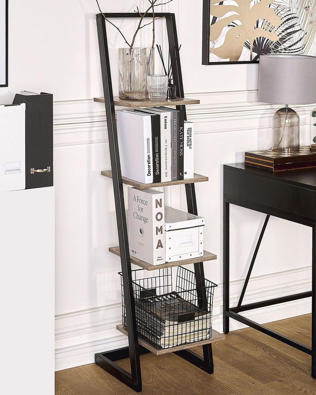 4 Tier Shelving Unit 143 cm Black Jona