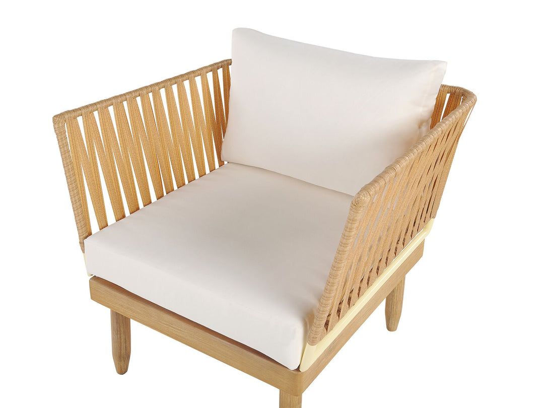 Cremona Garden Lounge Set with Table 4 Seate Right Hand Acacia Wood Off-White