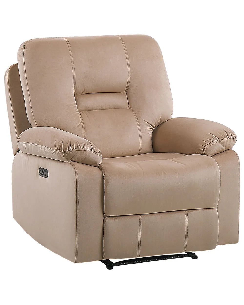 Electric Recliner Chair With Footrest LED Velvet Sand Beige Bernet