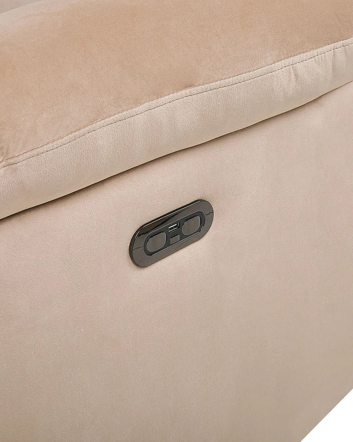 Electric Recliner Chair With Footrest LED Velvet Sand Beige Bernet