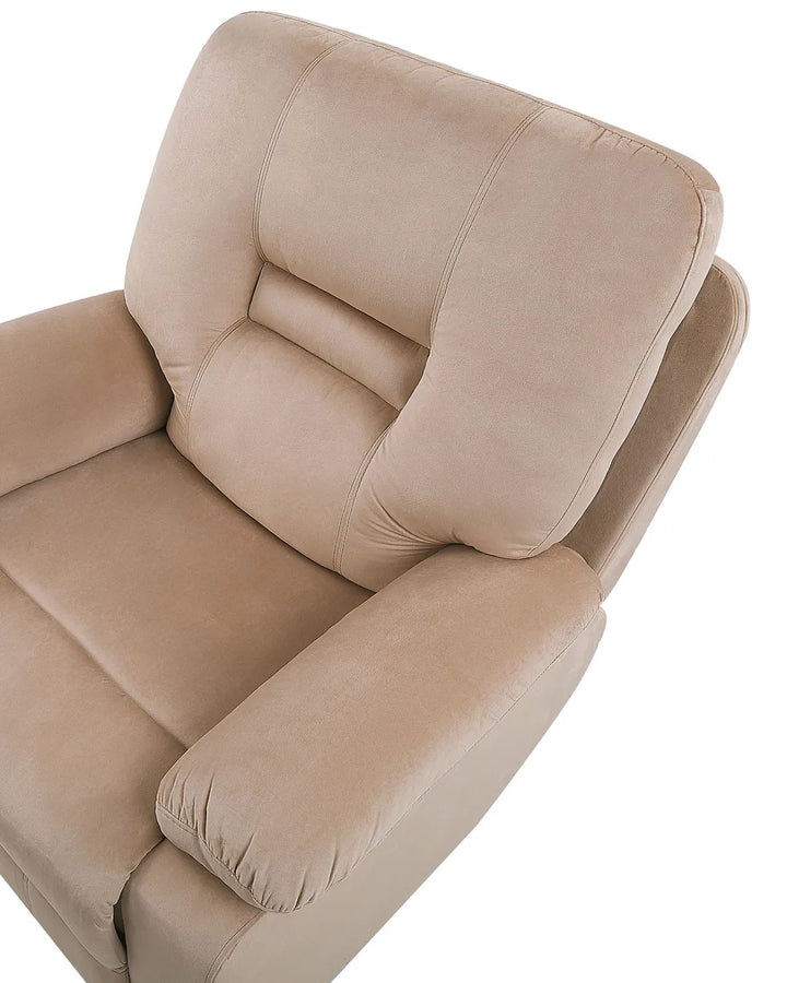 Electric Recliner Chair With Footrest LED Velvet Sand Beige Bernet