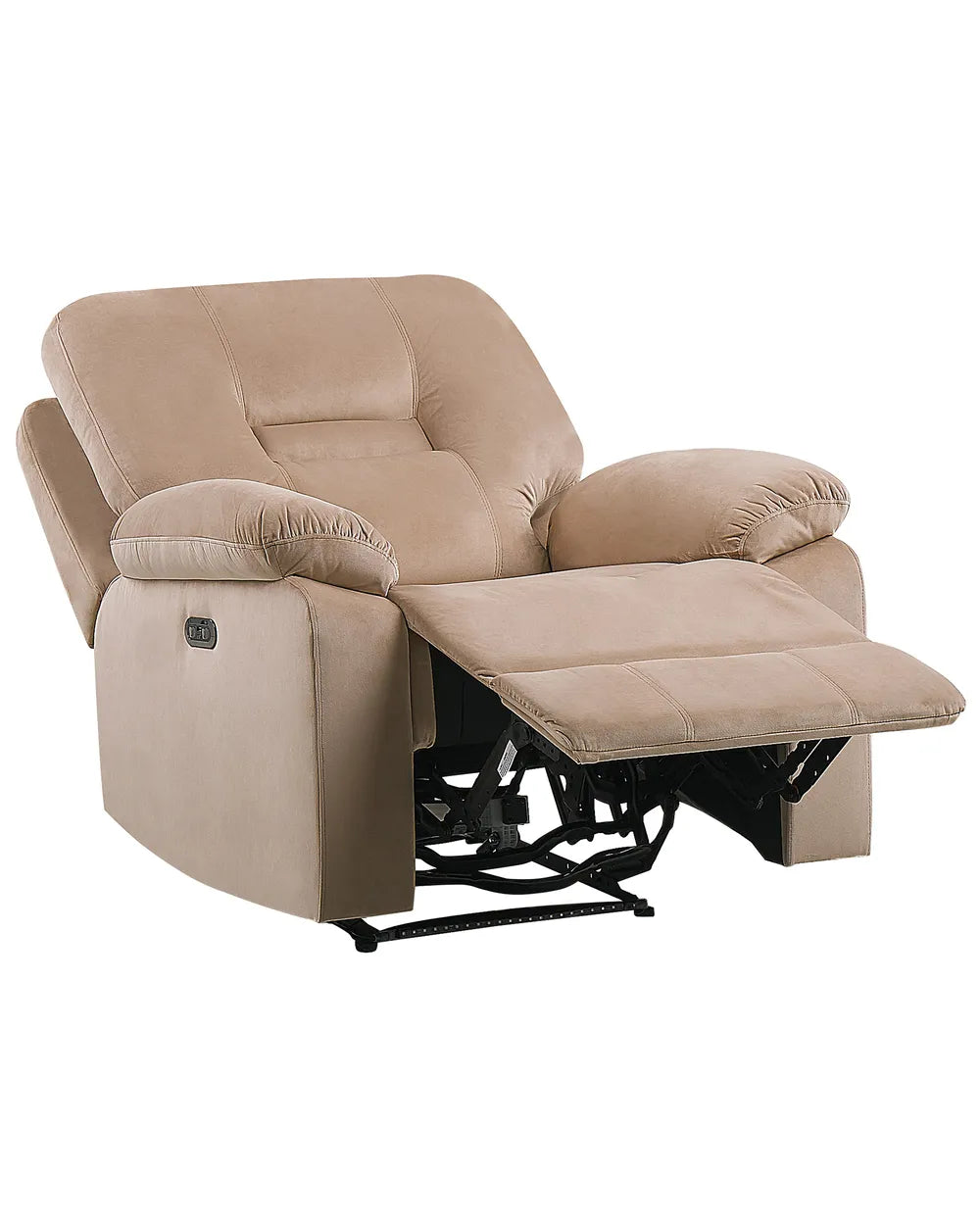 Electric Recliner Chair With Footrest LED Velvet Sand Beige Bernet