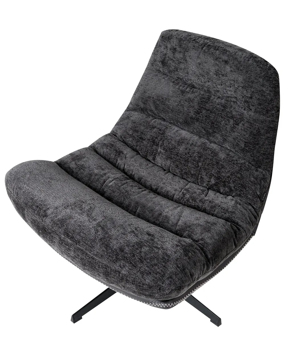 Swivel Armchair with Footstool Chenille Black Draedyn