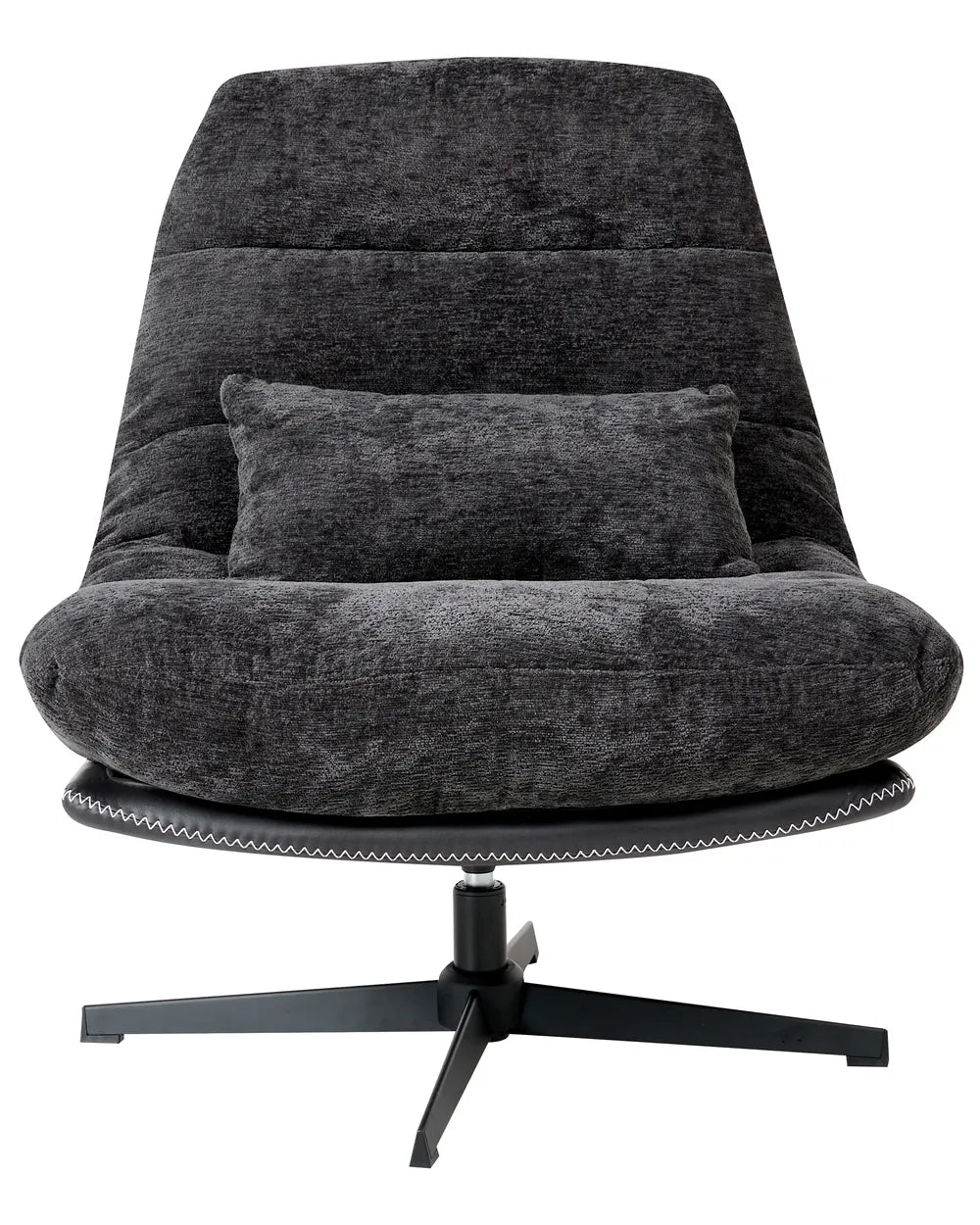 Swivel Armchair with Footstool Chenille Black Draedyn