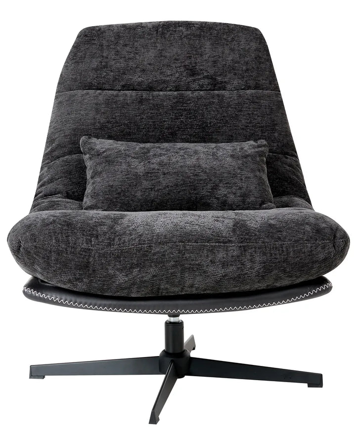 Swivel Armchair with Footstool Chenille Black Draedyn