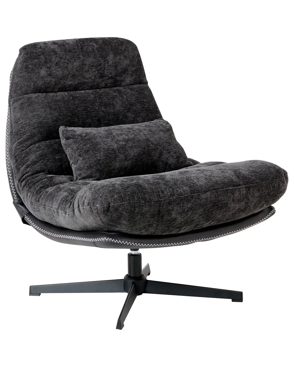 Swivel Armchair with Footstool Chenille Black Draedyn