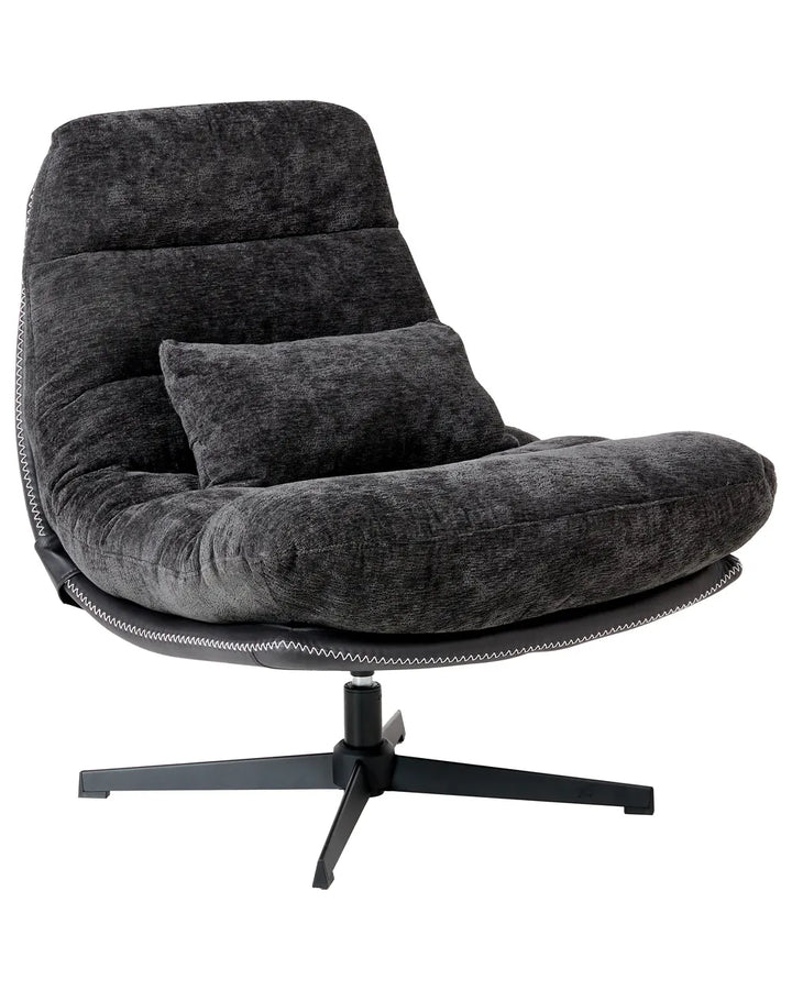 Swivel Armchair with Footstool Chenille Black Draedyn