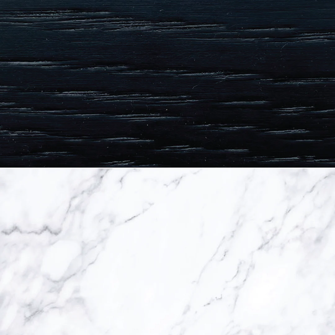 Orchid Black Oak Wood & White Marble Chest of Drawers