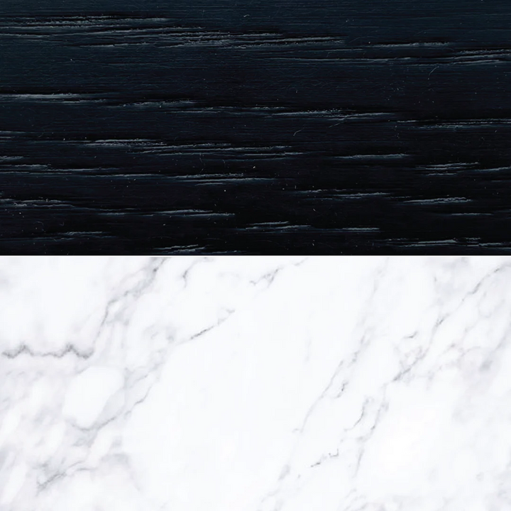 Orchid Black Oak Wood & White Marble Chest of Drawers