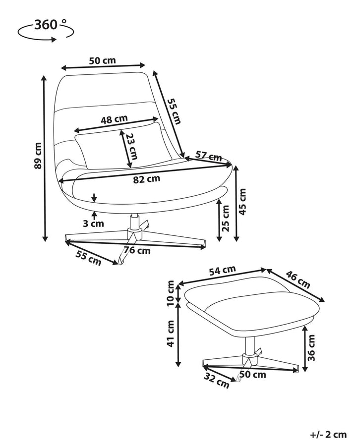Swivel Armchair with Footstool Chenille Black Draedyn
