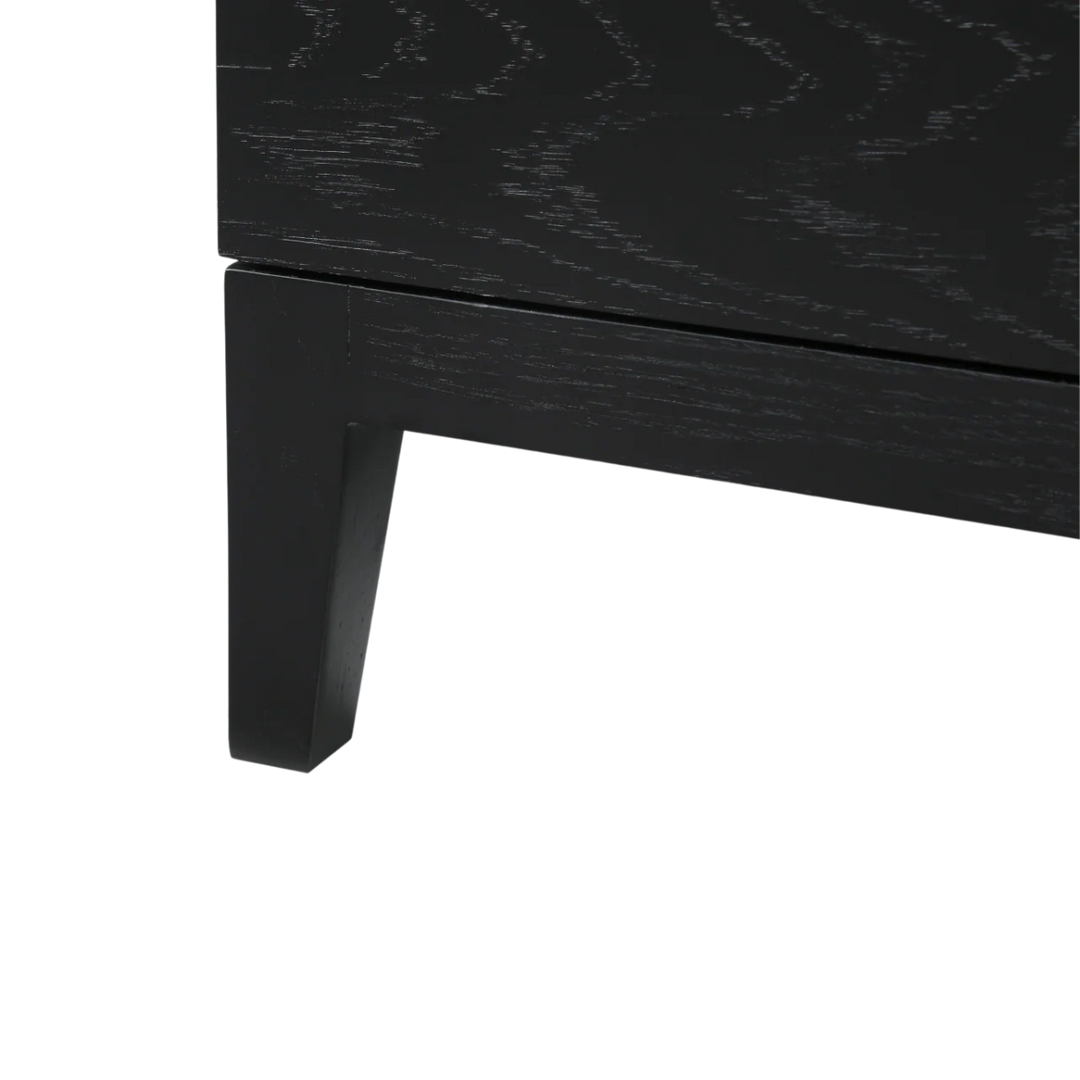 Orchid Black Oak Wood & White Marble Chest of Drawers