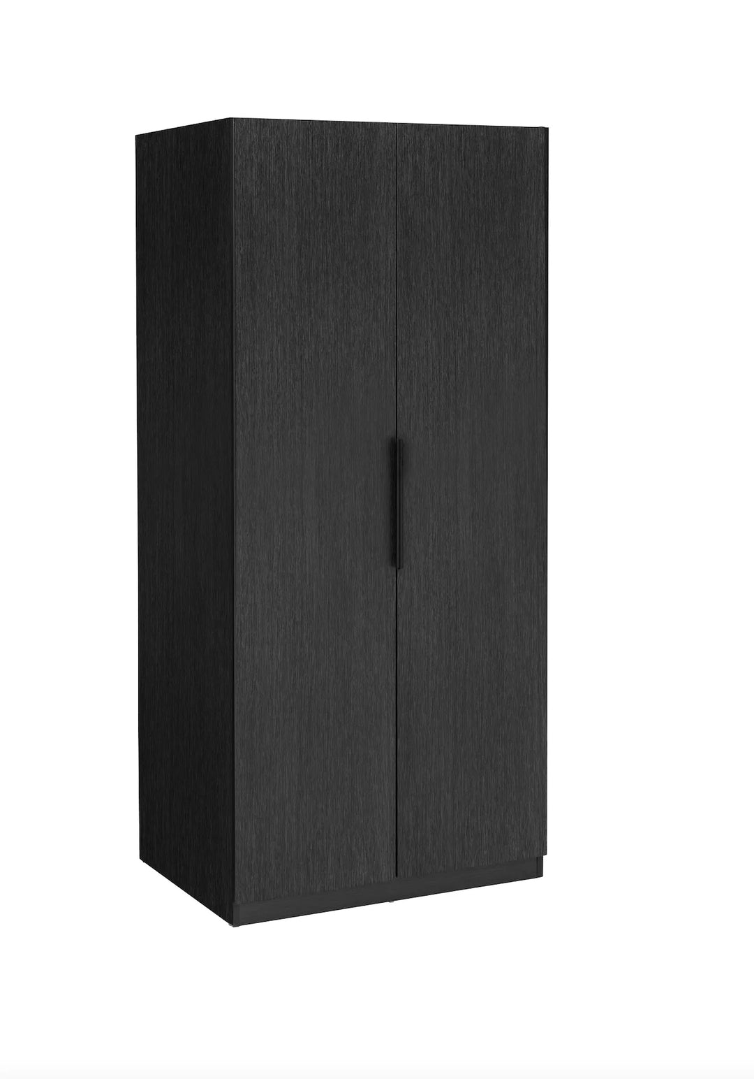 Black wardrobe with two doors on a white background