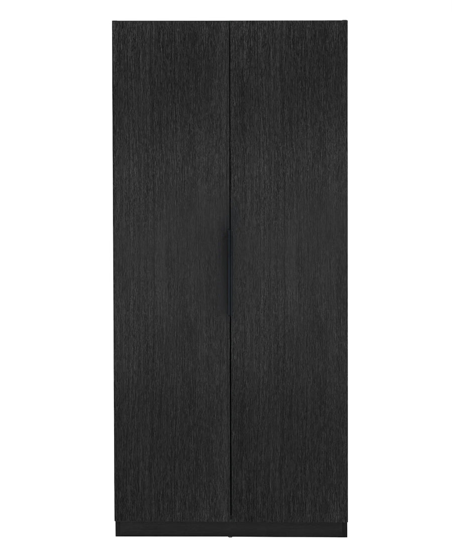 Black fabric swatch on a white background