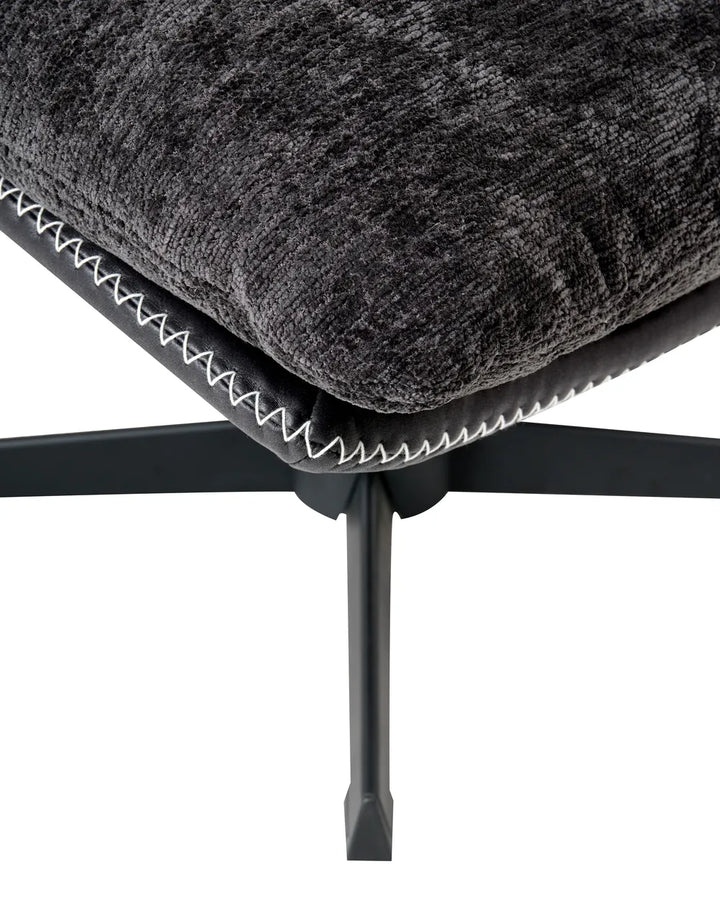 Swivel Armchair with Footstool Chenille Black Draedyn