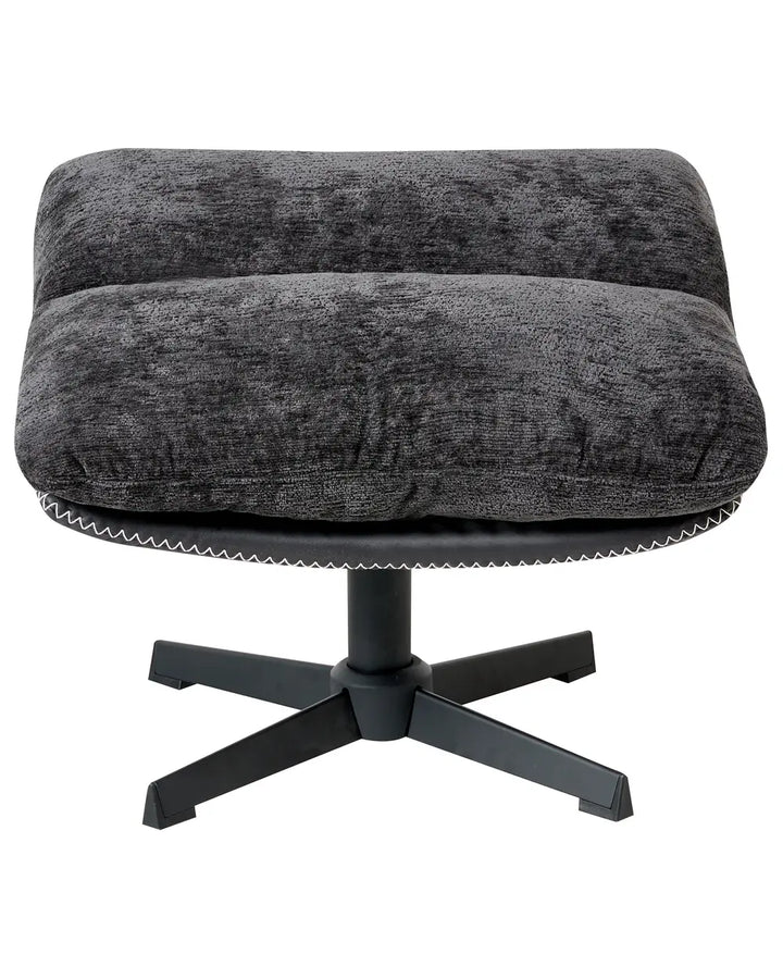 Swivel Armchair with Footstool Chenille Black Draedyn